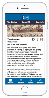 Individual news article on phone
